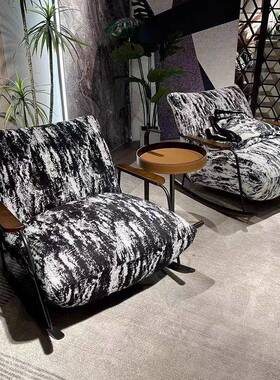 墨画复古摇椅用单人卧室沙客厅家阳台懒人发休闲躺椅水ZAZ简约木