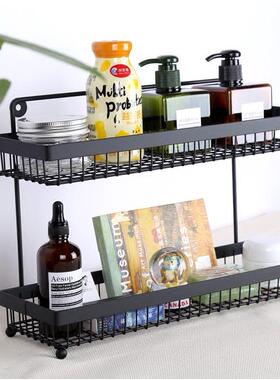 凰中铁艺双层收纳厨房桌调料卫生间壁挂收纳架YLN神面家居分层置