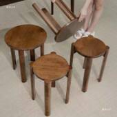 喜四叠叠凳实木多功餐能圆凳子茶几家可XPZ叠放凳用现代吃饭登子