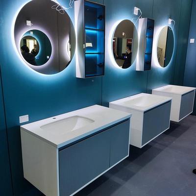 橡智木岩板室柜柜盆组合简约洗51517漱台可丽耐岩壁挂式能镜柜板浴一体