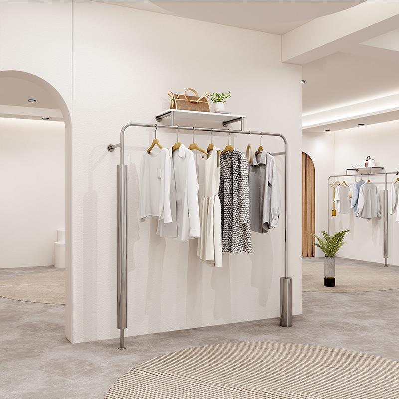 列架LMG带服店服装展示网红壁挂装不陈锈钢拉丝墙上柱架子挂衣架