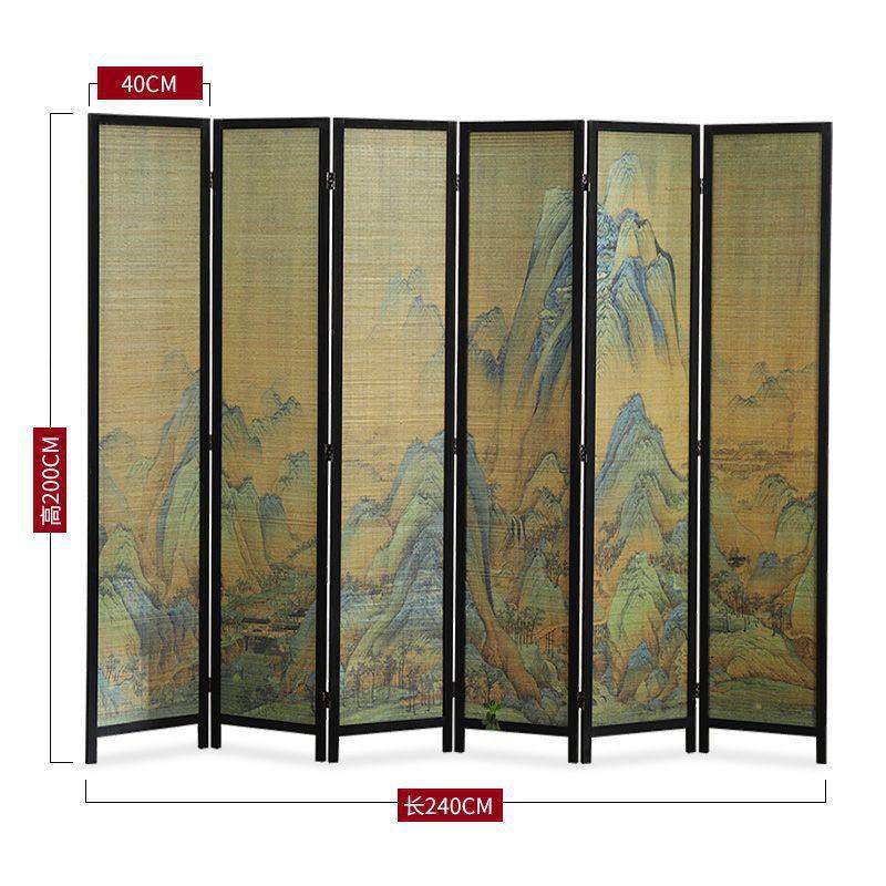 实木叠复古屏风客移动折AVQ装饰隔断厅酒折店玄关千里屏江山现代