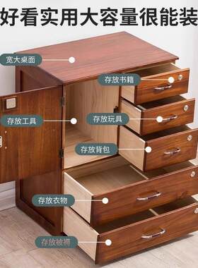 艾森耐五斗柜实木室五抽140屉柜卧客厅小柜子斗橱带锁文柜件收雅