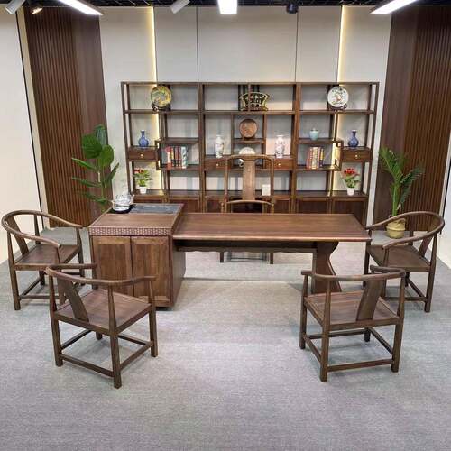 实木台茶能桌EMK椅储物多功乌金木岛茶桌椅组合茶台办公室客厅新