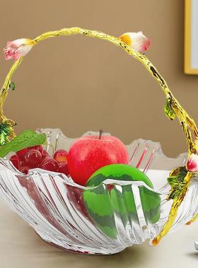 玻式大号KVC水晶璃水果篮摆件创现代意欧客厅家用餐桌果盘果盆茶