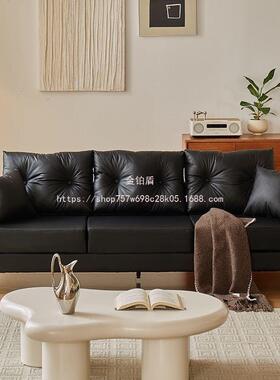 铂盾皮金沙发客厅办黑色接休息区沙MFX发小户型服装店待公室房屋