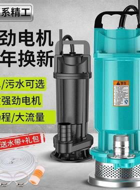 潜水泵家抽WQJ用井20V2抽水泵小型清污水泵农用灌溉排污高扬程水