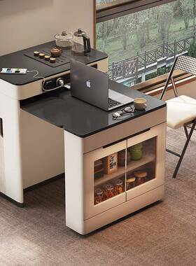 205边柜岛台餐桌一体家用可伸2缩餐折叠小QEN户型多功能吧导倒台