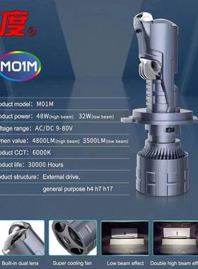 M0M新款led车灯远光矩阵迷TFU透镜鱼眼大灯透镜h4远近1一体你透镜