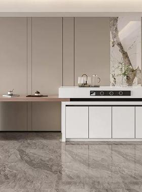 全岩厨板旋转伸作缩岛台餐桌茶一体中导吧操台开放GBD式房高端奢