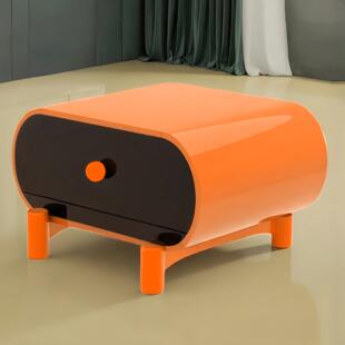 迷你物烤漆床柜酒色红儿童床边柜卧室抽屉收纳柜SAQ头多功能斗柜