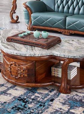 式大理石电合视柜茶33965几组客厅家具欧然石面地柜美式乌金天木