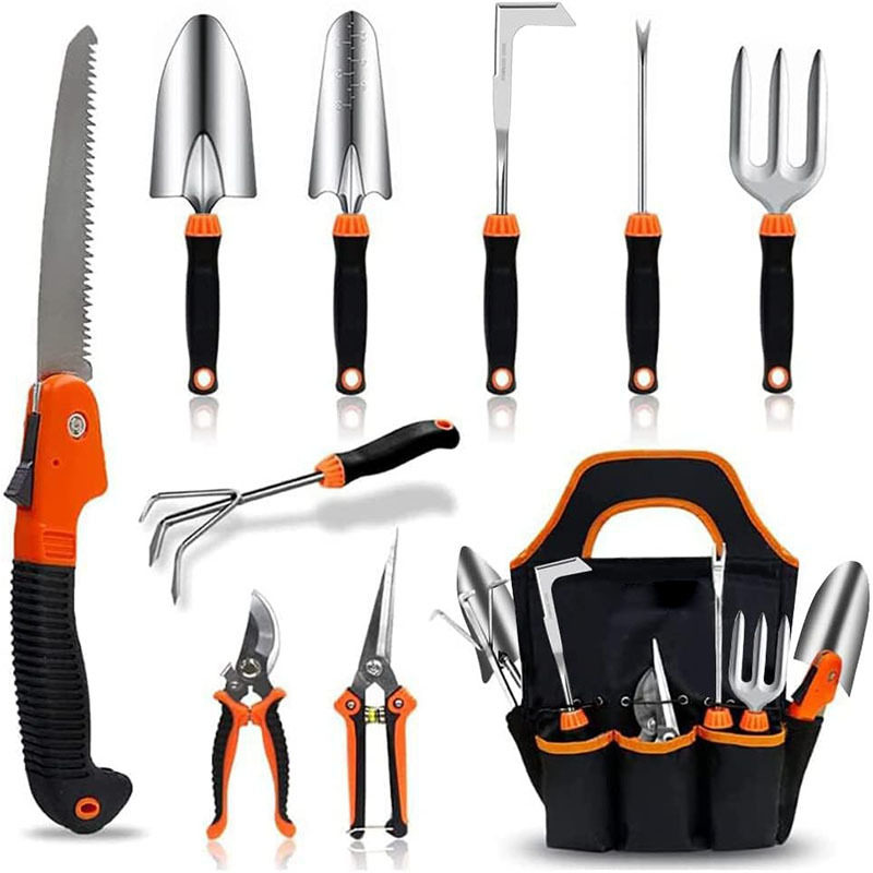 厂家直销亚马逊园林工具套装不锈钢10件套园艺工具garden tool