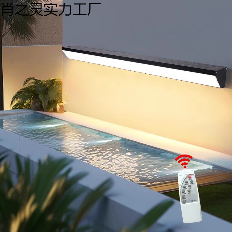 太阳能人体感应长条壁灯家用室外防水免打孔布线围墙灯别墅入门灯