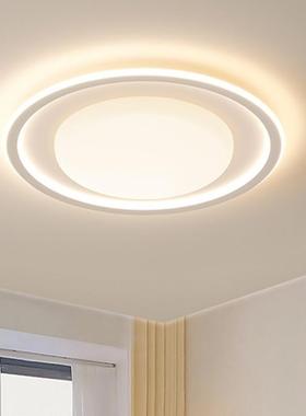 极简超薄le吸顶灯圆形现代简约大气房d温WUZ馨间主卧亮室超中山灯