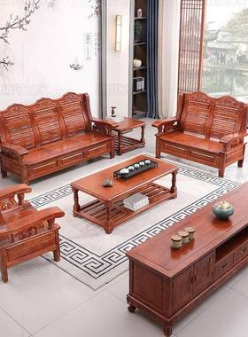 中式实木沙RKO家发组合小厅户型客用凉椅子农村木三人质位长椅春