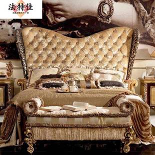 欧式 1WAR人.8米主室婚床雕花主卧床 床双床卧奢华实木床法卧式