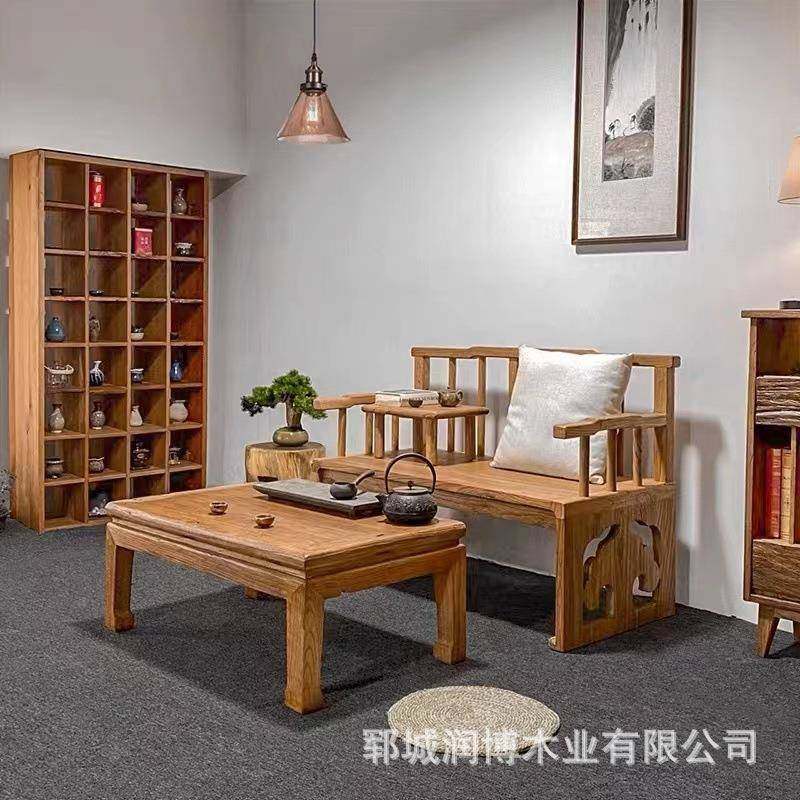 中式简约老榆木实木炕几榻KQH榻米茶桌飘桌矮日式茶几桌旧门板阳