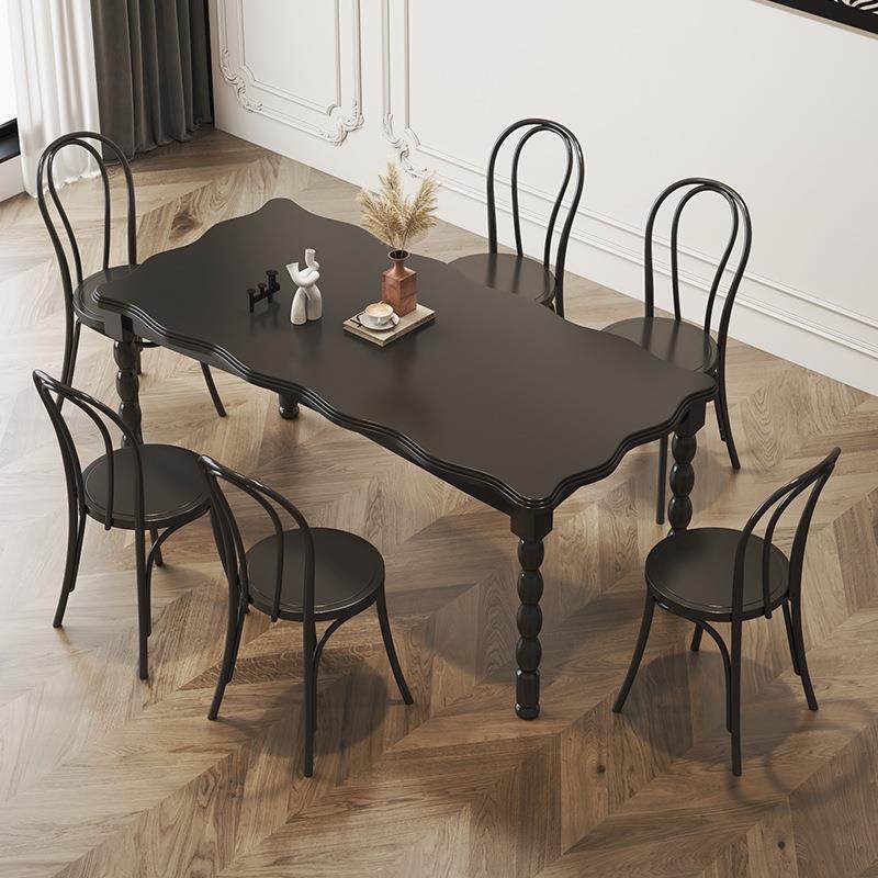 奶法式复古实木餐桌椅油风格可折叠圆伸缩椭户圆形美式AEF半家用