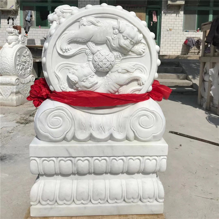 门墩汉白玉大理石仿古石雕门墩抱鼓石鼓石鼓门墩狮子石鼓门墩石