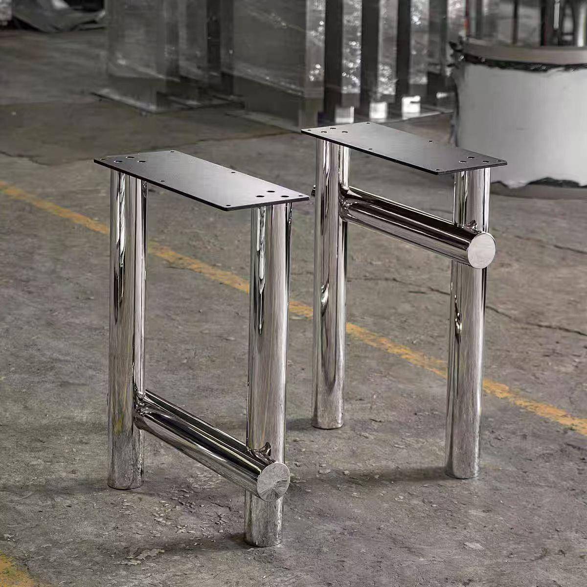 不锈钢镜简约餐台脚大长EEY桌法式面支撑脚板大理石岩奢实石木桌