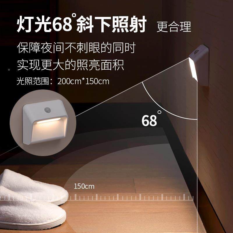 智能小动夜灯人体联感应灯感应充壁电灯地脚灯楼NPD梯免布线