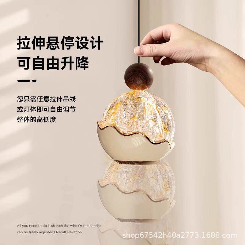 法式453古风床头小灯吊玄关卧室轻奢冰山可升降手灯扫感应氛中围