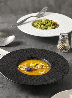 意盘岩石感西餐盘创意面陶瓷拉盘菜盘63826沙式餐具日汤盘餐厅盘子
