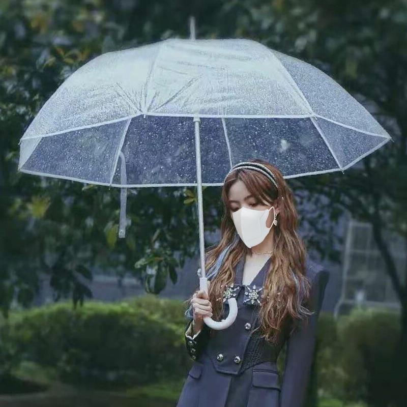 V^可2-3人使用透明雨伞长柄透明抗风铝中棒加大115cm伞面家用