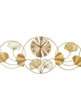 银钟OFN杏叶挂钟客厅用时尚时景钟挂家墙欧式大气电视沙发背墙装