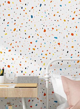 i62412ns墙纸客厅房卧室北欧风格色橙色儿童间橘公主女彩孩无纺布