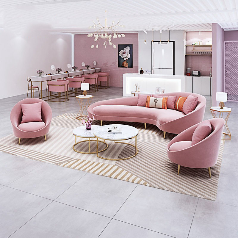 北欧服装店布艺沙发椅小户型客厅沙发茶几组合酒店铁艺极简极简风