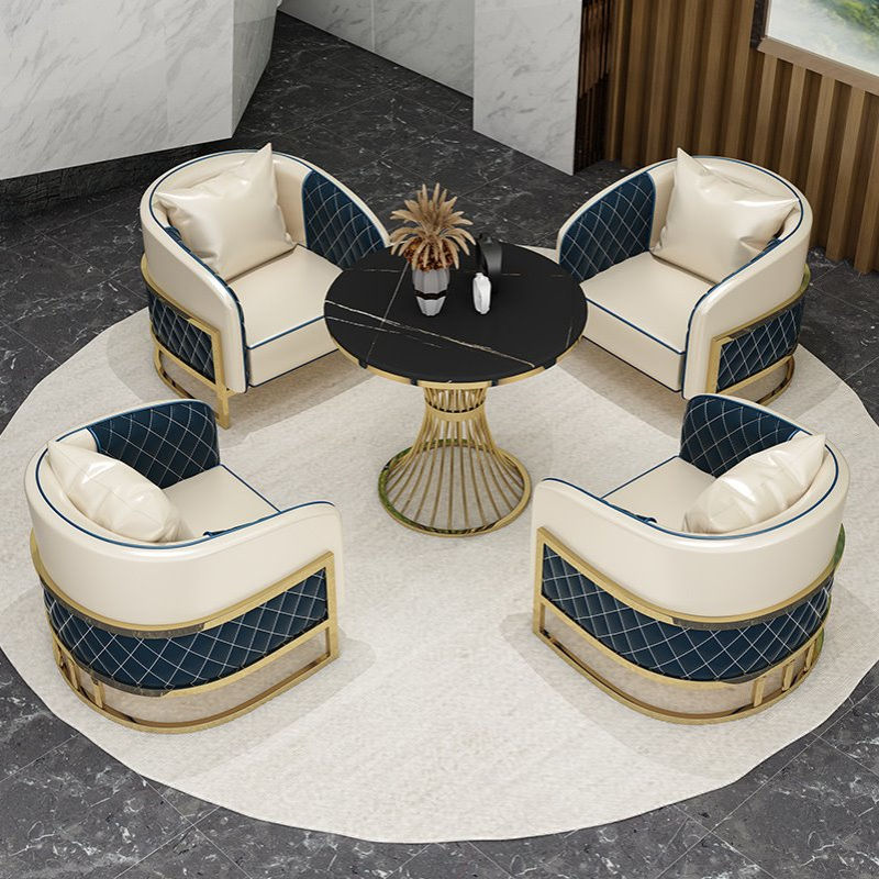 北欧洽谈桌椅组合轻奢酒店售楼处接待谈判一桌四椅休息会客皮沙发