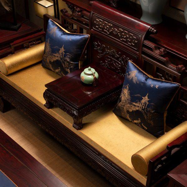 高端红木沙发坐垫套罩新中式罗汉床垫子防滑实木家具飘窗垫定制