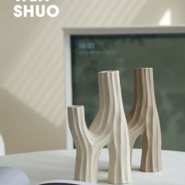 WENSHUO 日系雕塑枯藤肌理花瓶 插花艺术客厅摆件侘寂艺术品,家居饰品,花瓶,淘宝优惠券,粉丝福利购,淘宝优惠卷