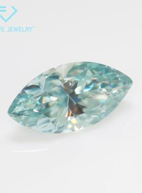 马眼蓝绿色莫桑钻裸石 浅海蓝莫桑石VVS净度3EX切工原色莫桑钻GRA