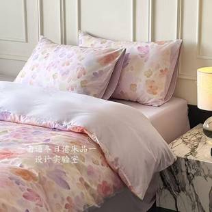 高端A类贡缎 小清新碎花纯棉床笠被罩床品 100支长绒棉四件套全棉