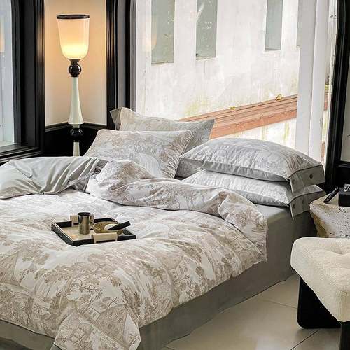 美复古风长100ZJF284s式绒棉毛四件套舒磨适裸睡床单被套四季床上