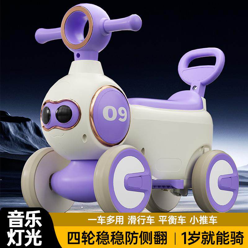 新款儿女童滑行扭扭车音乐1灯光宝可坐可420推-4岁四轮宝男孩滑步