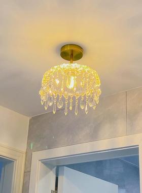 奢水晶吸顶灯入户30044式轻玄关楼梯过道灯复法式阳台衣帽古间玻