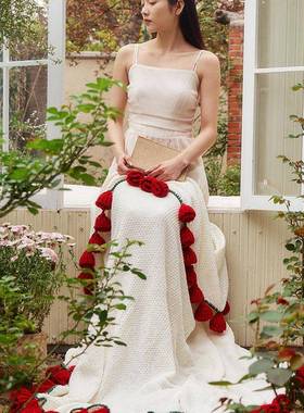 现货手工玫瑰毯情人节52成0花朵NMM90130毛毯铃兰花毯玫瑰花品束