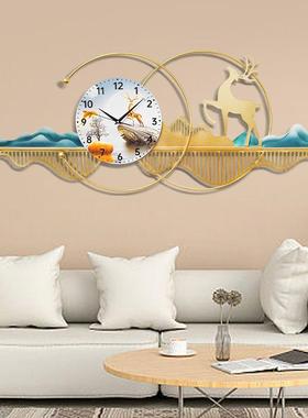 热销铁钟艺麋鹿表创意民XD220287客厅挂钟家用装饰时针挂墙背宿景