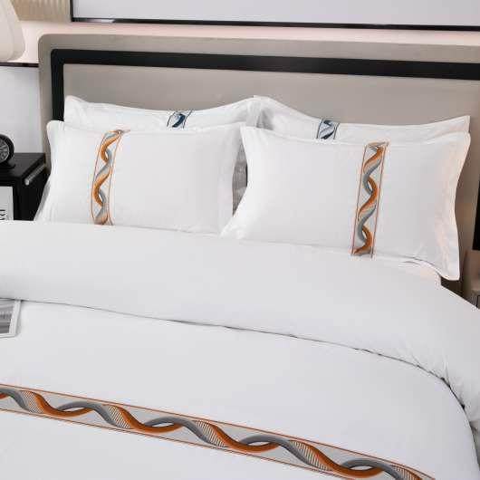 酒布店草四件套加厚磨毛白SSV宾色玉锦缎床馆床上用品被套单枕套