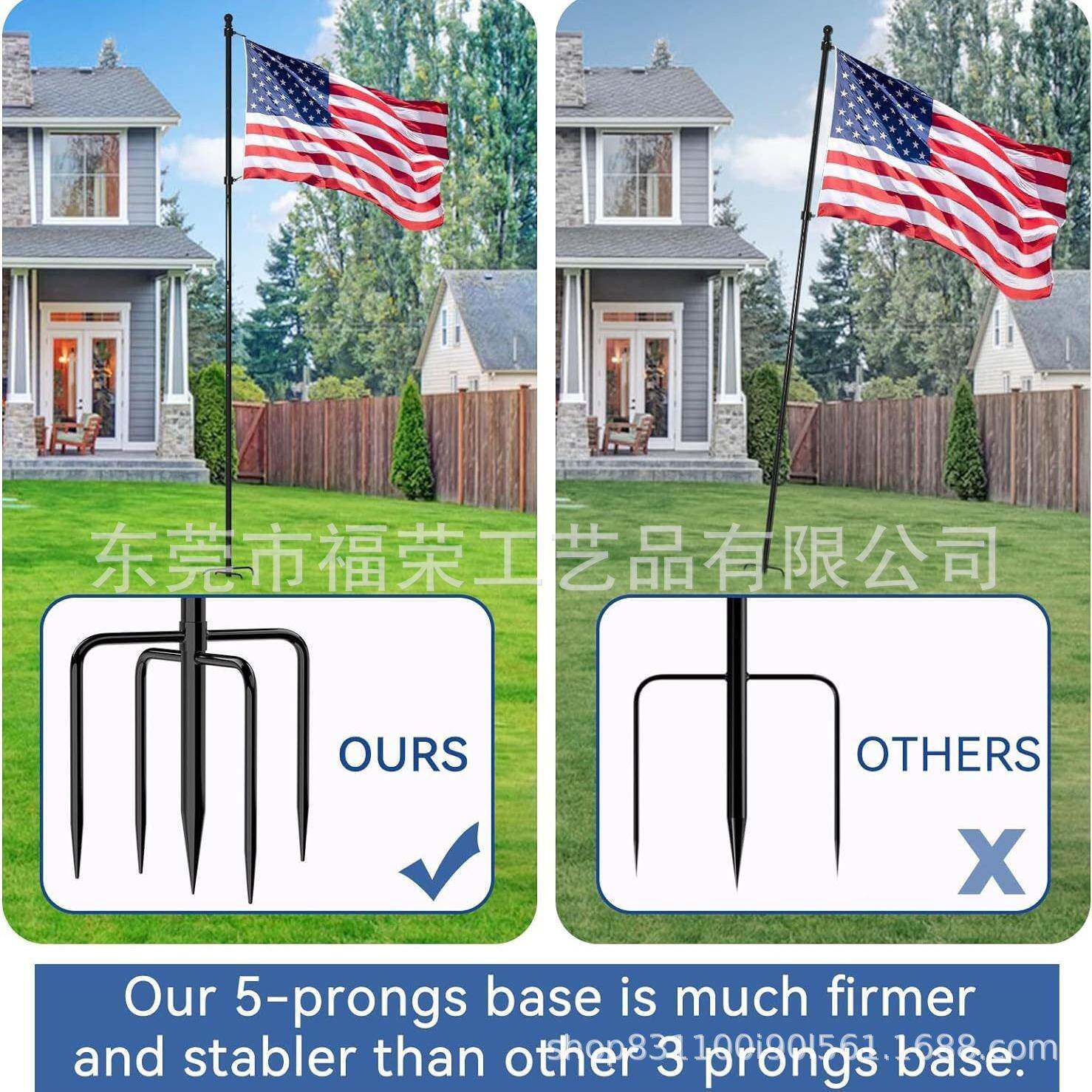 外0英尺户DPC地面带5叉底花座的旗杆支架园装饰住宅商用灯串1杆支