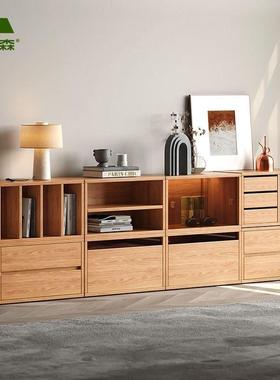 实木木电组视柜客家用KHT书柜简约现代厅橡隔断柜多功能合书柜