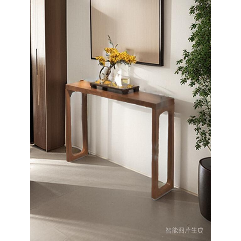 玄关新中式纯案实墙边长条窄F96TSM97边桌桌原木入户玄关条几木台
