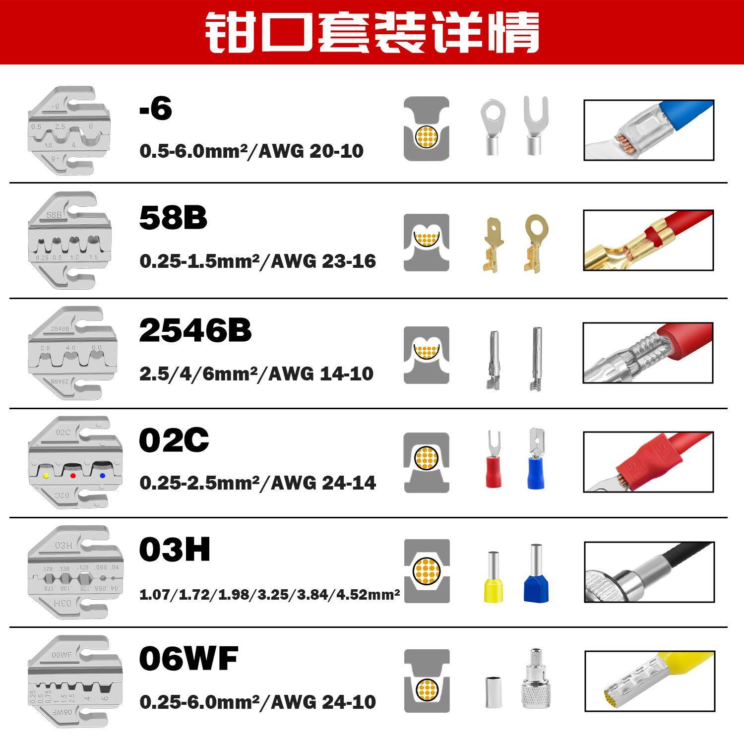 插簧压线钳棘轮式S冷压绝端子8夹线钳N-5B多钳口缘裸端子42压接钳