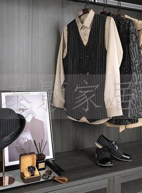 英伦风男士样板间衣衣帽间衣橱软服设装饰组JJ合装计衣柜展厅品摆