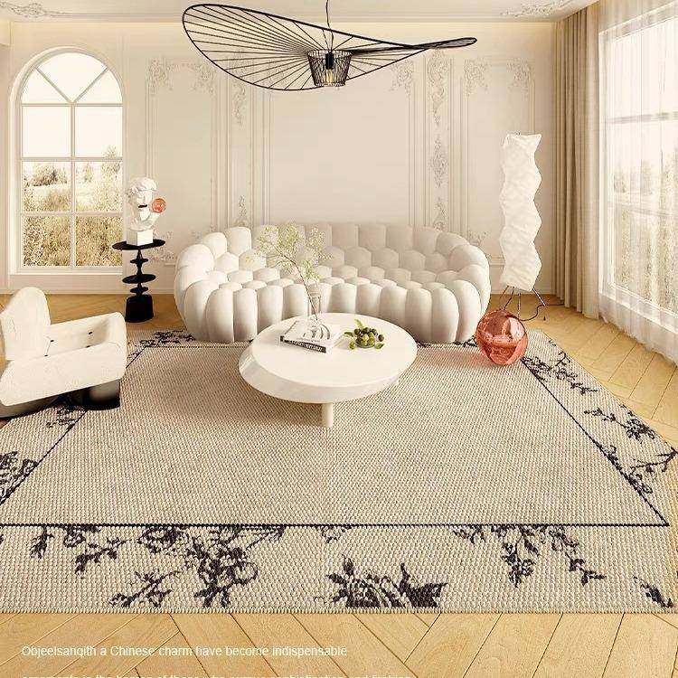 黑色客沙厅地毯免洗茶可擦美式复轻奢发几古卧YHDT-202室法式防水