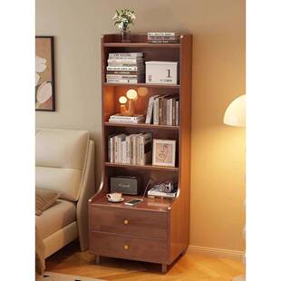 实木床头柜书架体一层置物架卧室多床柜边加高储EDH物小型窄款收